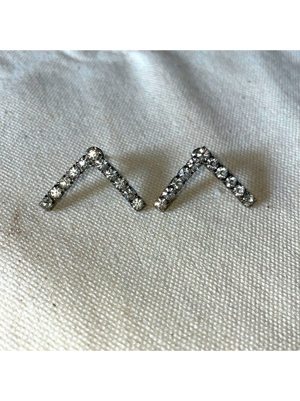 Vintage Chevron Rhinestone Earrings